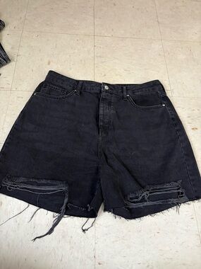 Black Distressed Denim Shorts